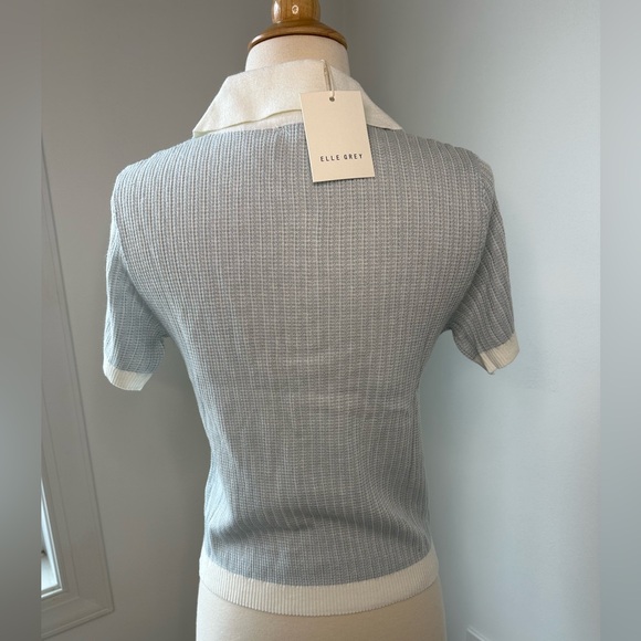 NWT Elle Grey Woven Short Sleeve Sweater - Picture 2 of 5